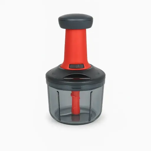[5901_push_chopper_500ml] Matte Finish Hand Press Chopper with 3 Blades for Easy Vegetable & Fruit Chopping